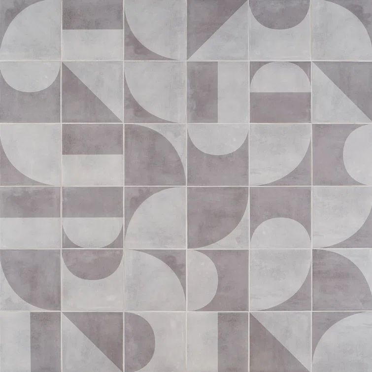 Quincy 8x8 Gray Porcelain Geometric Floor and Wall Tile