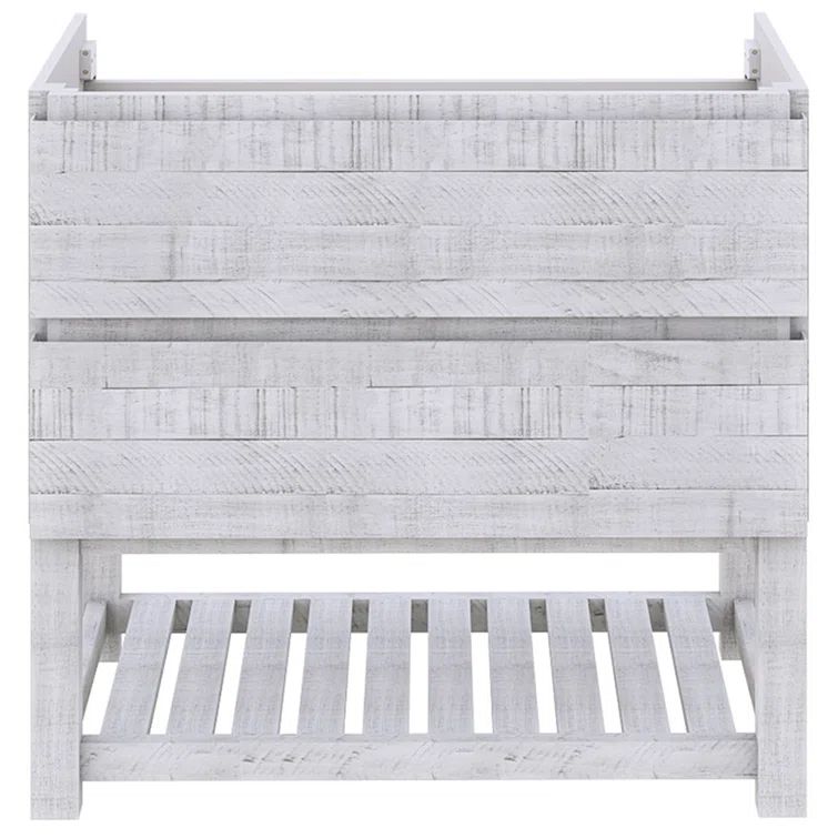 Rustic White Engineered Wood Freestanding Bathroom Vanity Base, 35"