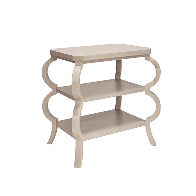 Olive Cerused Oak Rectangular 3-Shelf End Table in Natural