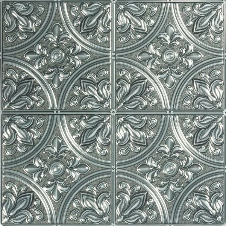 Victorian Silver Tin Peel and Stick Square Tiles