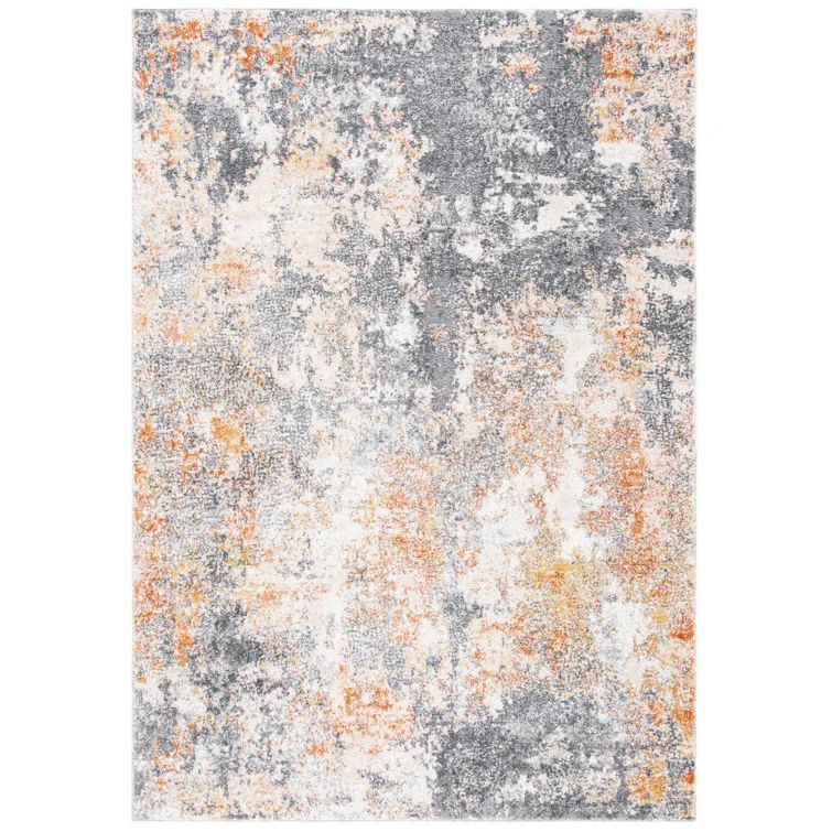 Aston Grey Gold Abstract Hand-Knotted Synthetic Area Rug - 3' x 5'
