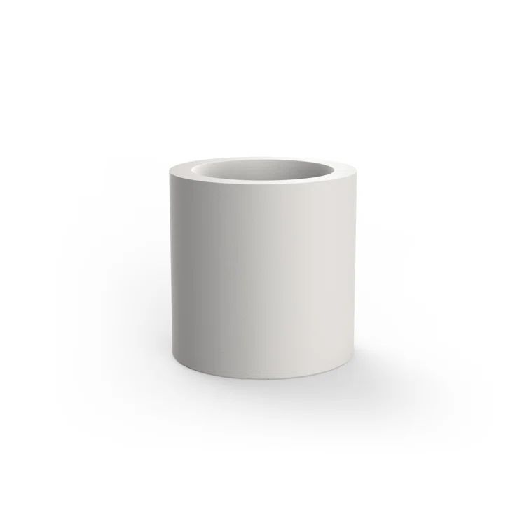White Matte Polyethylene Cylinder Pot Planter, 15.75"
