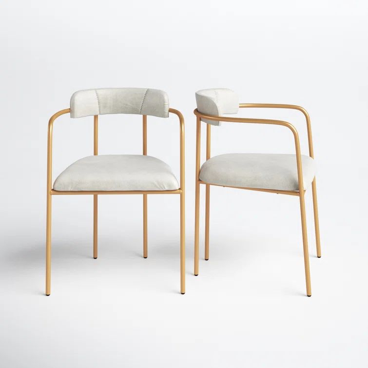 Elegant Transitional Grey Velvet & Gold Metal Side Chair