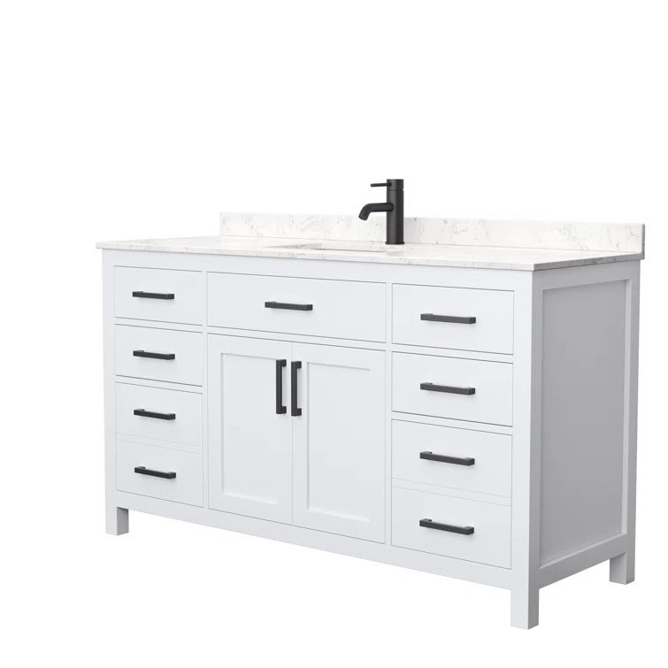 Beckett 60" White Freestanding Single Bathroom Vanity with Cultured Marble Top