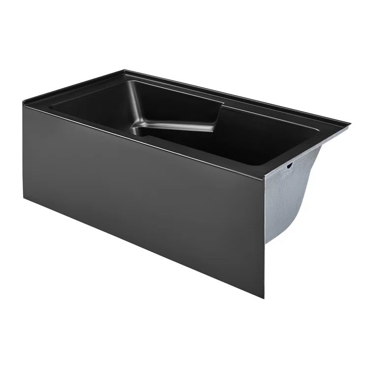 Voltaire 60" Matte Black Acrylic Alcove Bathtub with Apron