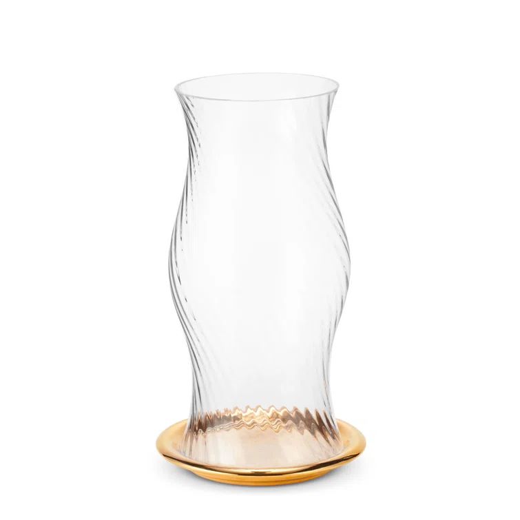 Elegant Gold Ceramic 11.6" Handmade Hurricane Candle Holder