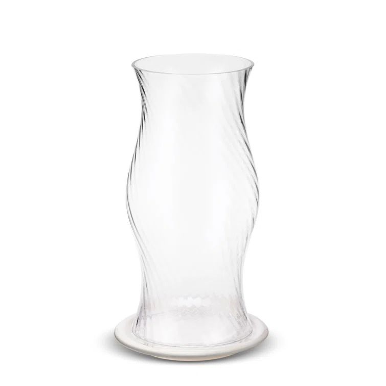 Small Cream Ceramic Base Glass Hurricane Lamp