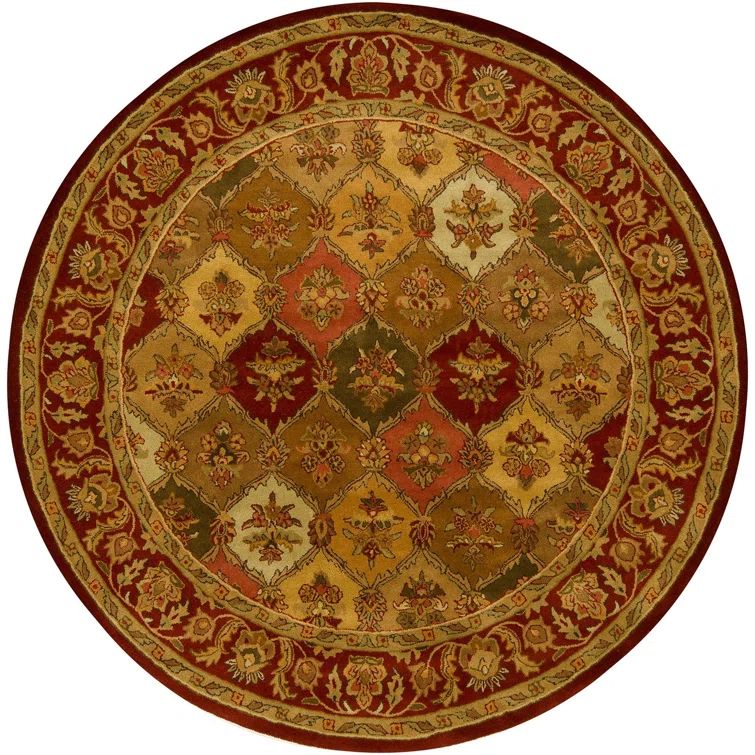 Handmade Metro Round 7'9" Tufted Wool Rug in Red