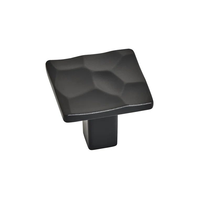 Kamari Matte Black Square Cabinet Knob with Scalloped Surface
