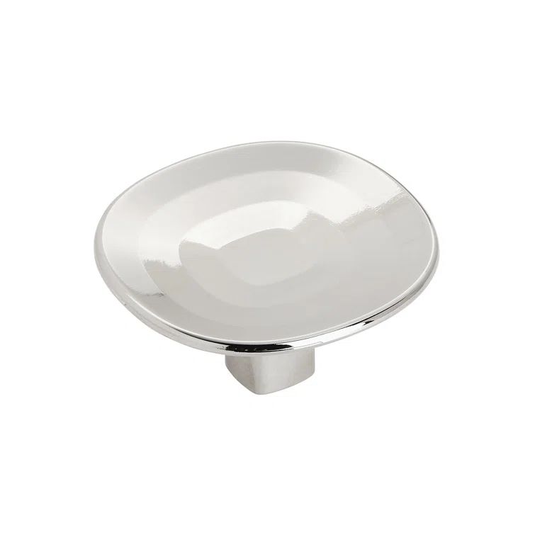Polished Nickel Modern Round Cabinet Knob with Mounting Hardware