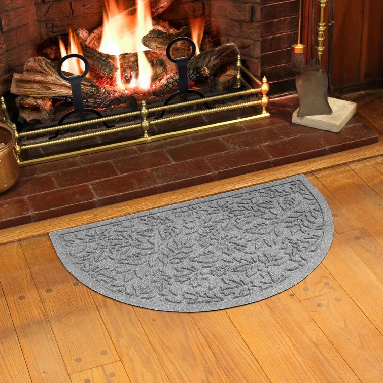Medium Gray Rubber Semi Circle Fall Outdoor Door Mat