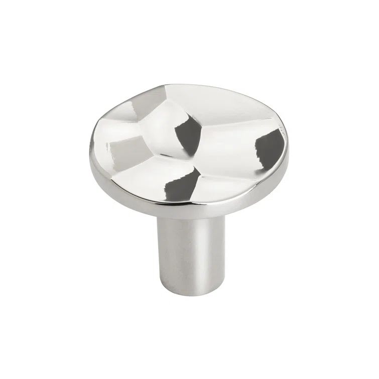 Polished Nickel Round Cabinet Knob with Scalloped Surface
