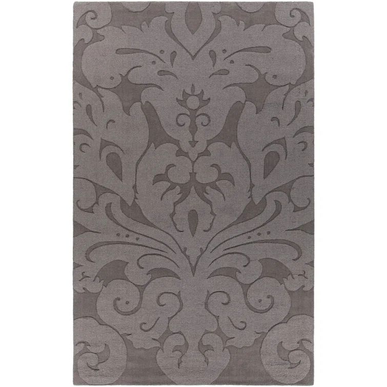 Charcoal Hand-Tufted 100% Wool Rectangular Rug 8'x11'