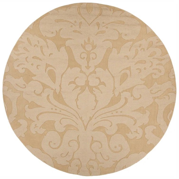 Handmade Light Gold Round Wool Tufted Area Rug 8'0" x 8'0"