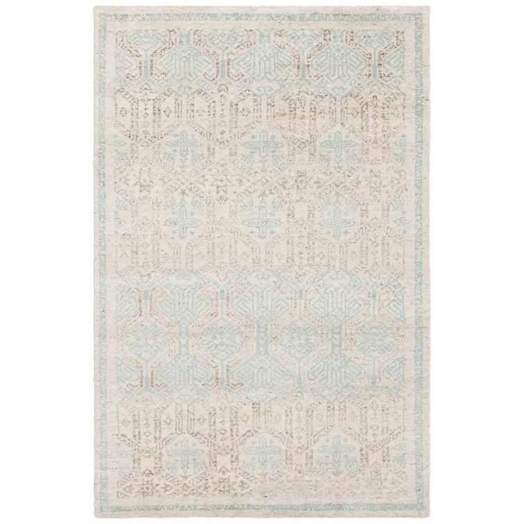 Hand-Knotted Blue Wool 5' x 7' Rectangular Rug