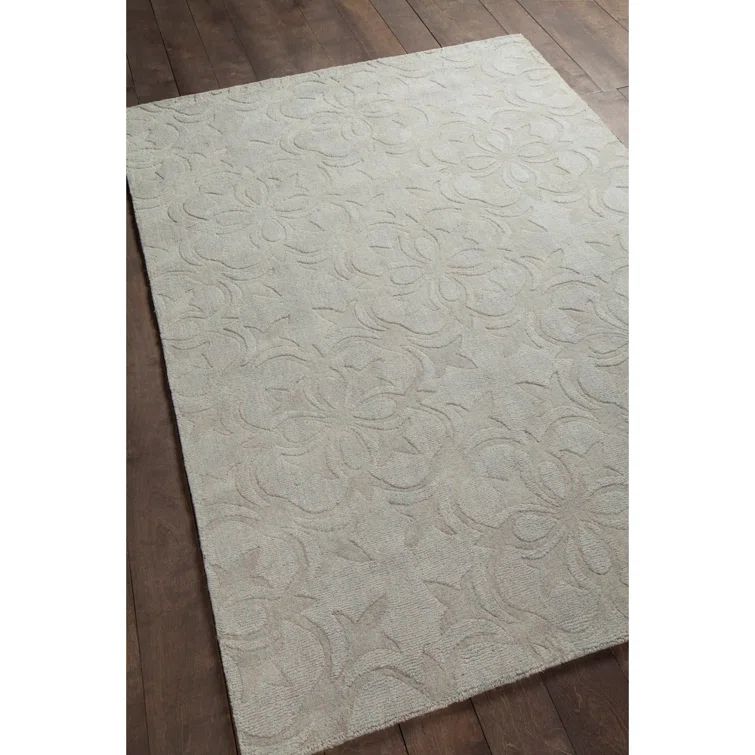 Gray Rectangular Hand-Tufted Wool Area Rug