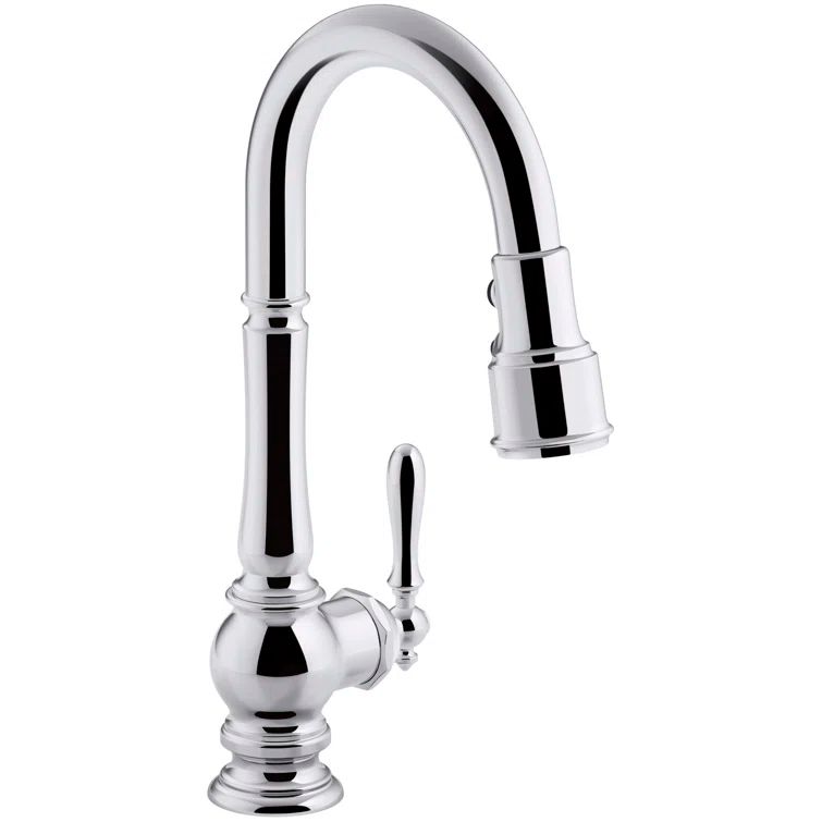 Artifacts Polished Chrome Single Handle 10" Pull Down Kitchen Faucet