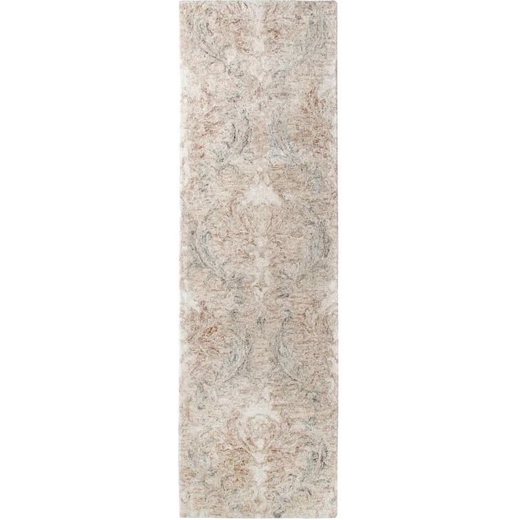 Carrera Damask Elegance Hand-Tufted Wool and Viscose Area Rug in Gray