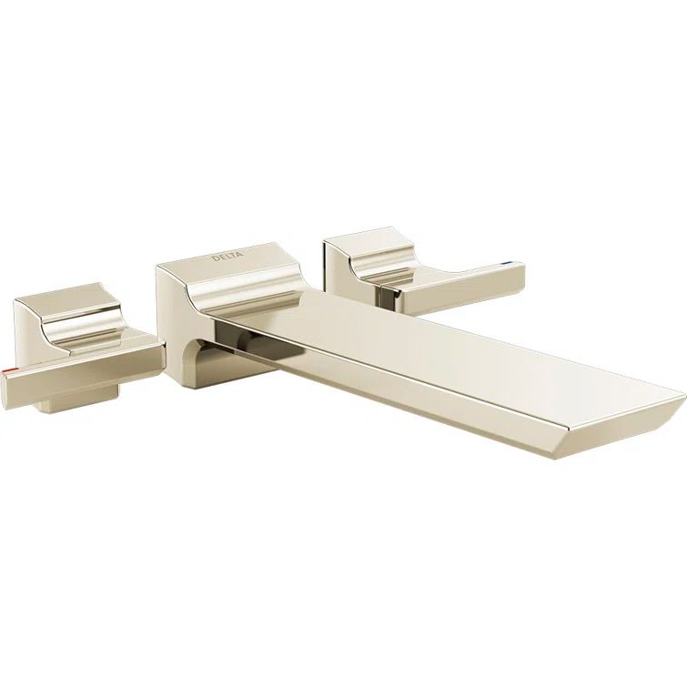Polished Nickel Wall Mounted Double Handle Faucet