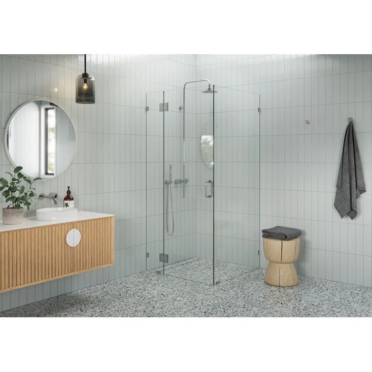 78-Inch Frameless Clear Glass Shower Enclosure with Chrome Finish