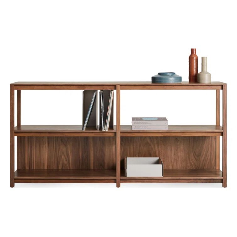 Walnut Wood Adjustable Open Plan Bookcase with 2 Shelves