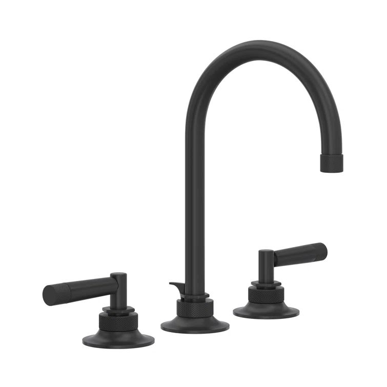 Matte Black Brass Widespread Bathroom Faucet with Drain Assembly