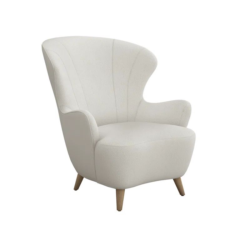 Cream and Icy Gray Upholstered Wingback Chair