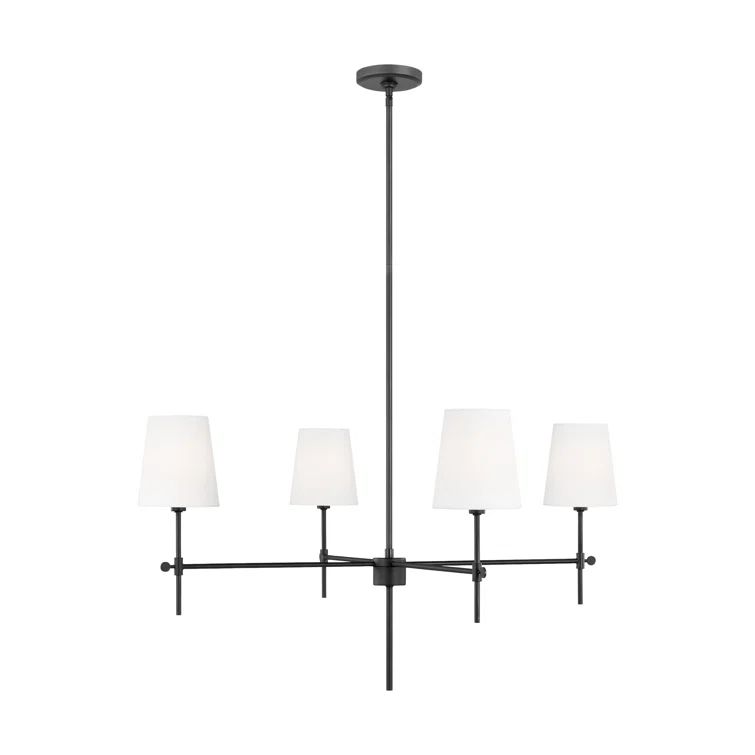 Midnight Black Steel 36" Chandelier with Linen Shades