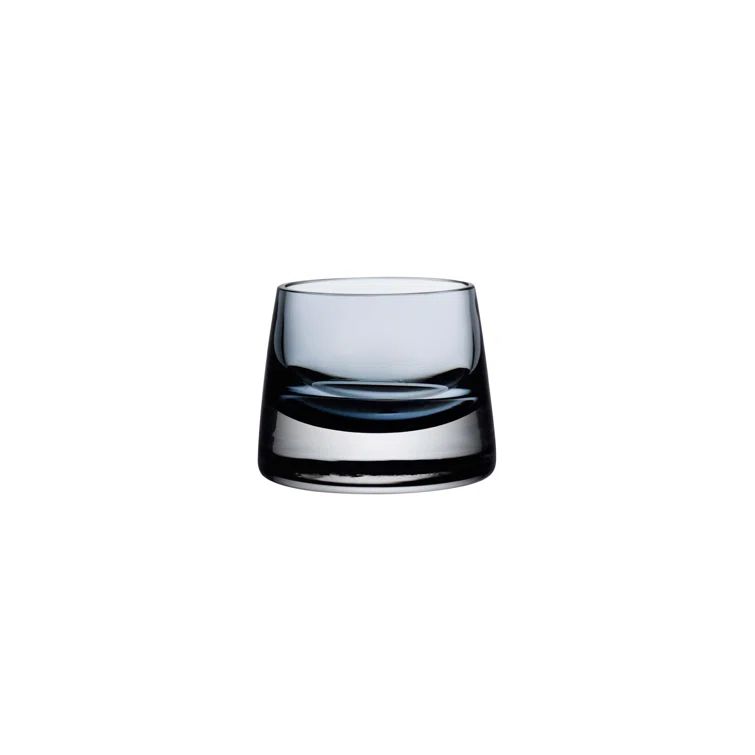 Steel Blue Handmade Crystal Votive Holder Set