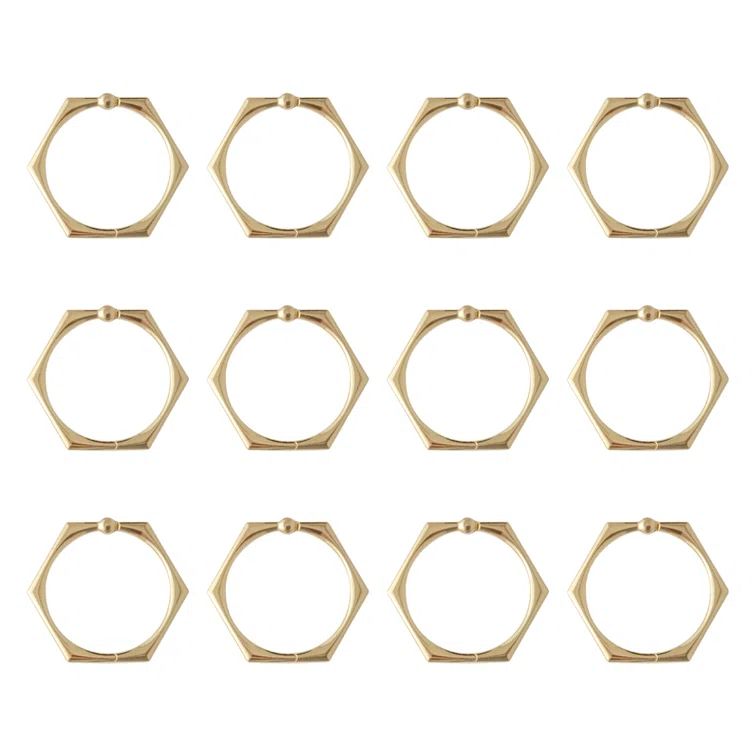 Gold Hexagonal Rustproof Zinc Shower Curtain Hooks Set of 12