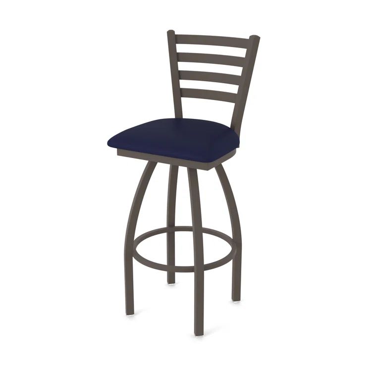 Jackie 25" Swivel Counter Stool in Bronze with Allante Dark Blue Leather