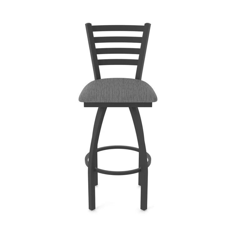 Jackie 36" Swivel Bar Stool in Black Wrinkle with Axis Truffle Seat
