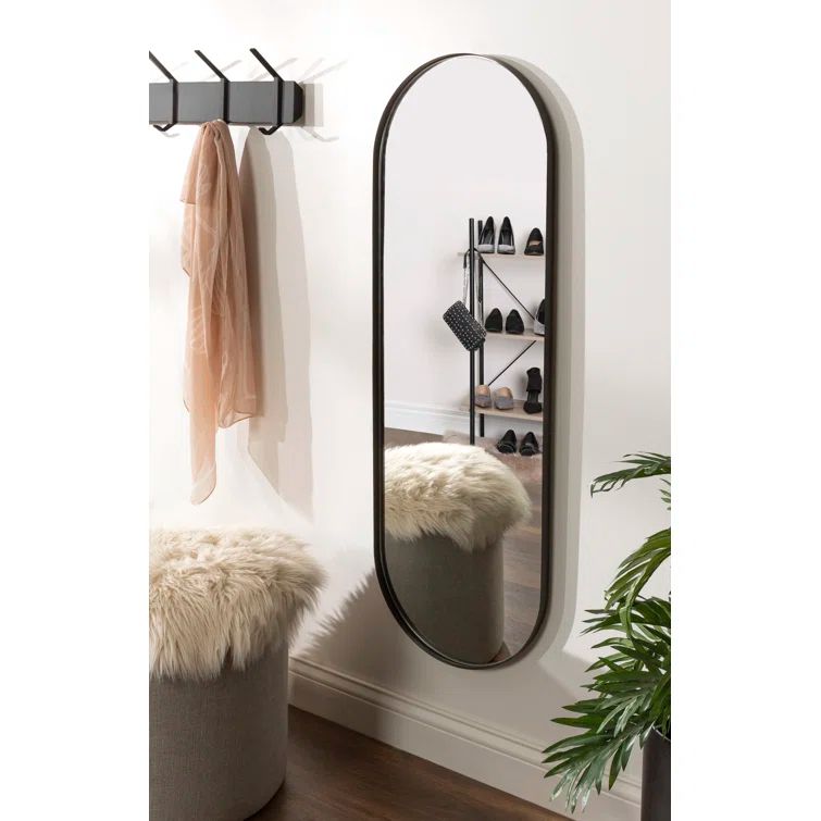 Rollo Capsule Full-Length Black Metal Wall Mirror 16"x48"