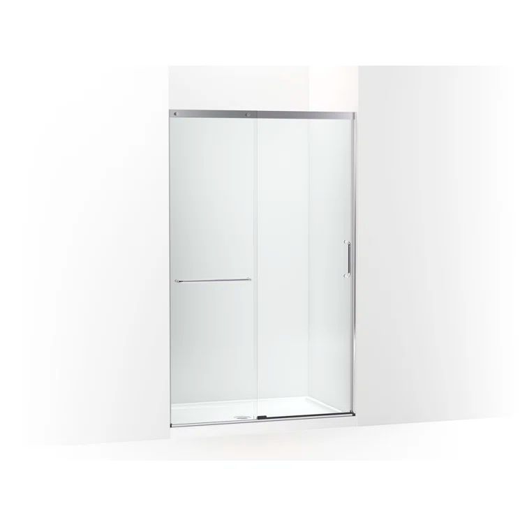 Elate Frameless Silver Sliding Shower Door with Crystal Clear Glass