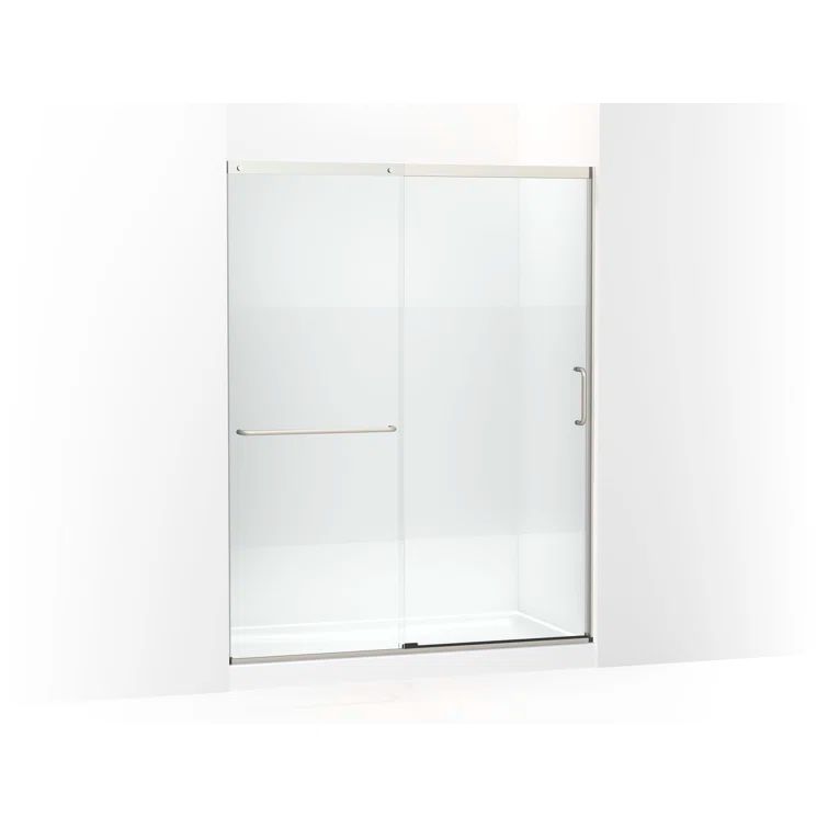 Elate Frameless Nickel Sliding Shower Door with Crystal Clear Glass