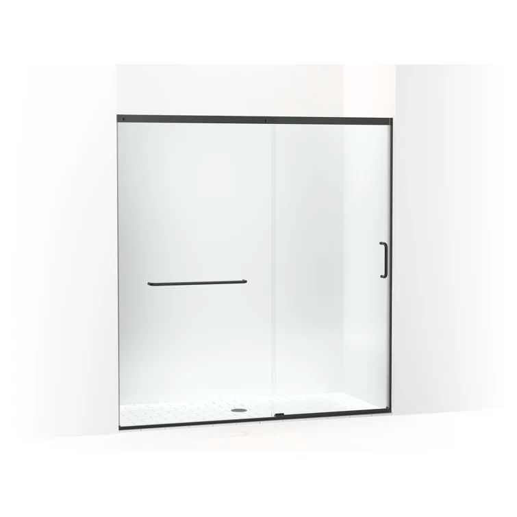 Elate Frameless Matte Black Sliding Shower Door with Clear Glass