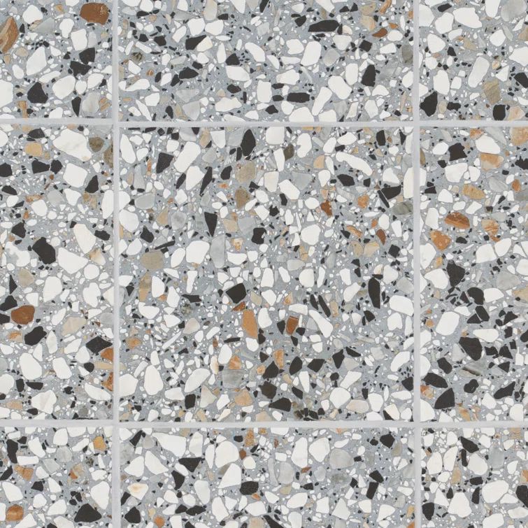Shards Terrazzo 8" x 8" Matte Blue Porcelain Tile