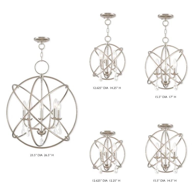 Polished Nickel Mini Chandelier with Clear Crystal Accents
