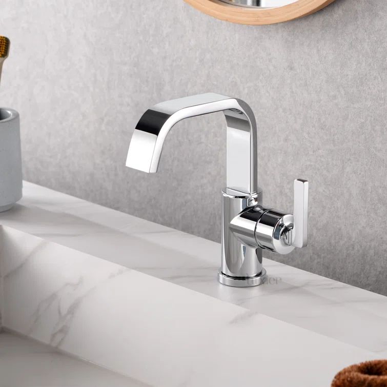 Sleek Chrome Single-Handle 8" Bathroom Faucet with Push Pop-Up Drain