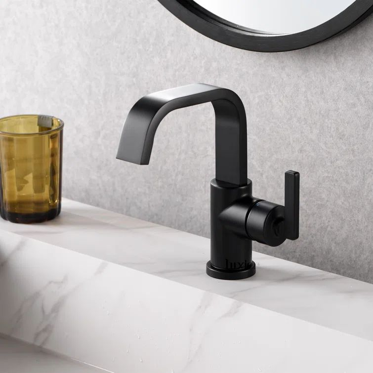 Matte Black Single-Handle Bathroom Faucet with Drain Assembly