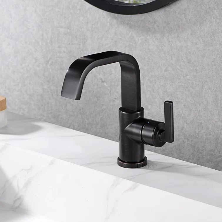 Oil Rubbed Bronze Single Hole Bathroom Faucet with Drain Assembly