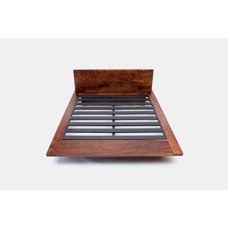 ARTLESS King Size Wood Frame Platform Bed with Bookcase