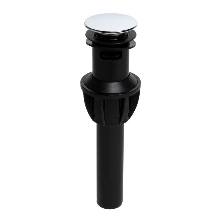Polished Chrome Push Button Sink Drain with Overflow