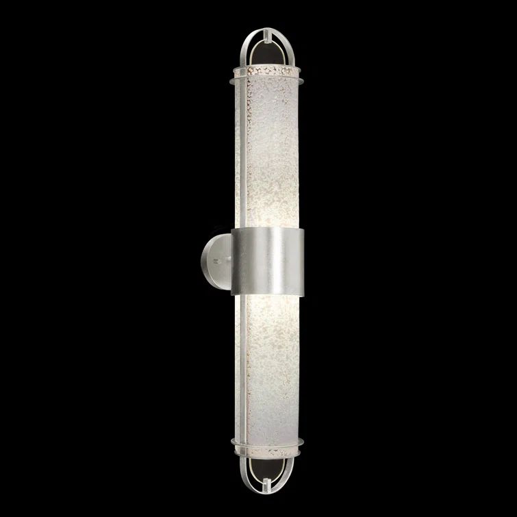 Silver Leaf Dual LED Sconce with Bahama Sand Studio Glass