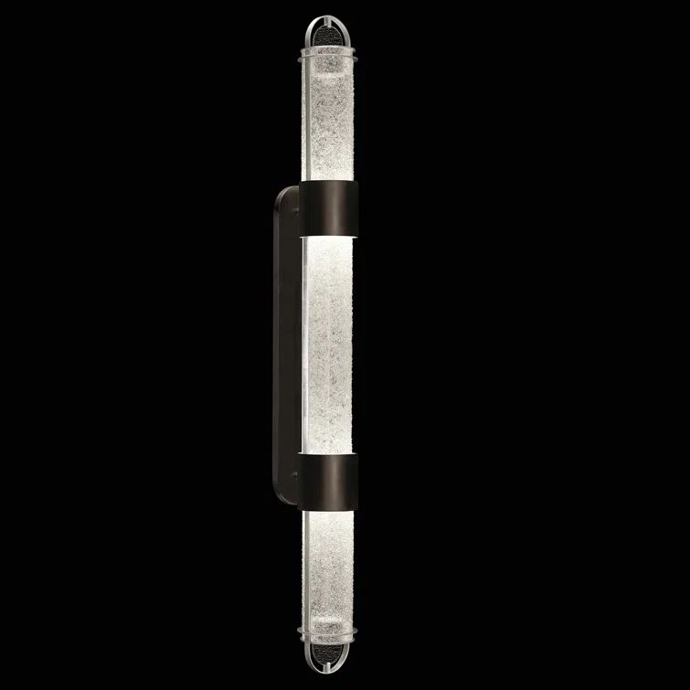 Sleek Black and Silver 4-Light LED Wall Sconce with Clear Glass Detail