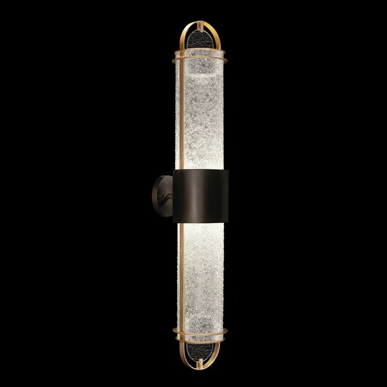 Elegant Black and Gold Dual-Light LED Sconce with Handcrafted Studio Glass