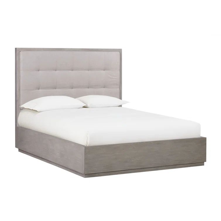 Adlia Full/Double Wire-Brushed Solid Wood Upholstered Storage Platform Bed with Tufted Headboard