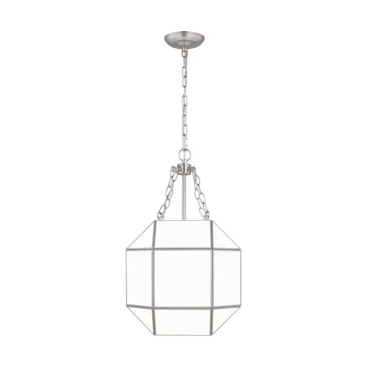 Clark Contemporary Brushed Nickel & Glass Indoor/Outdoor Lantern