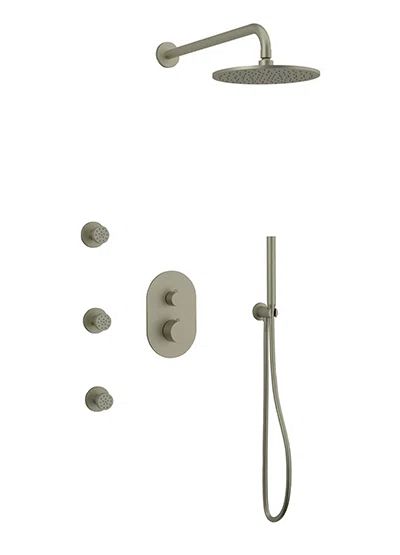 Brushed Nickel Multi-Head Wall Mounted Shower System