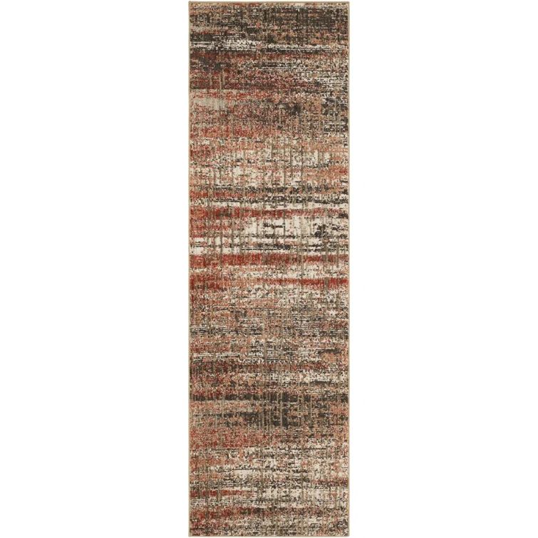 Craquelure Multi-Color Synthetic Abstract Runner Rug